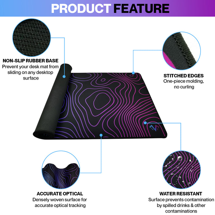 White RGB Wave XXL Oversized Mousepad Desk Mat for Gaming Ultra Thick