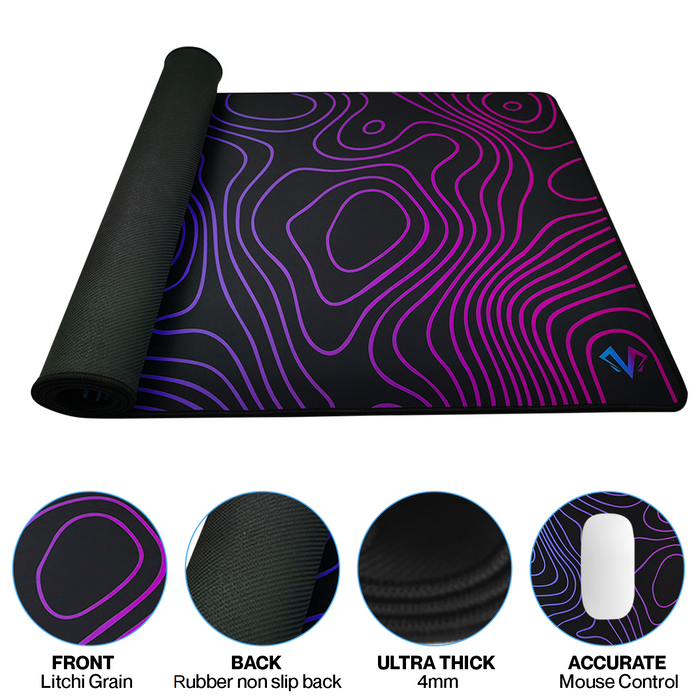White RGB Wave XXL Oversized Mousepad Desk Mat for Gaming Ultra Thick