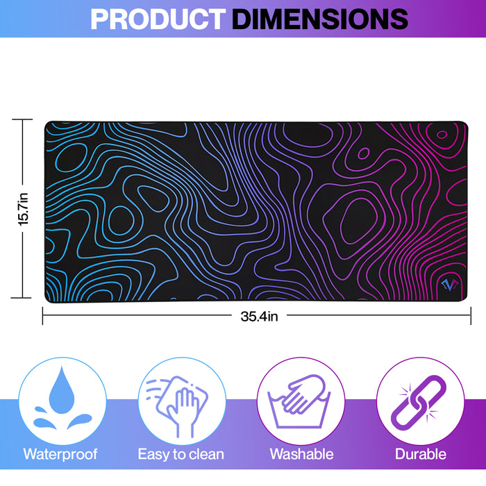 White RGB Wave XXL Oversized Mousepad Desk Mat for Gaming Ultra Thick