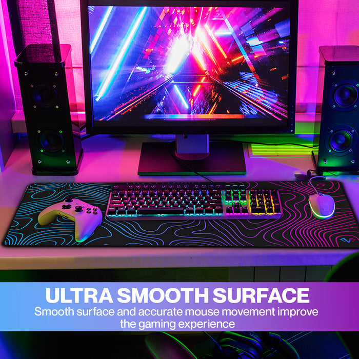 White RGB Wave XXL Oversized Mousepad Desk Mat for Gaming Ultra Thick